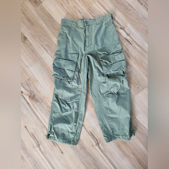 BDG Urban Outfitters Womens Cargo High Rise Pants Medium Khaki Green Cinch Ankle - Picture 1 of 9
